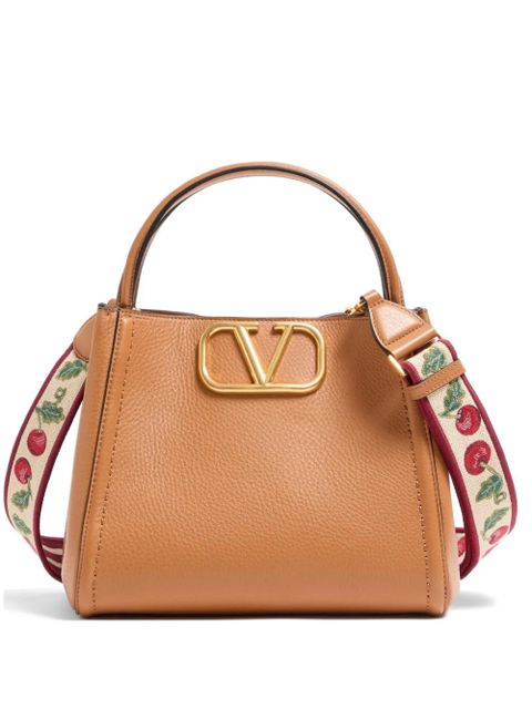 Valentino Garavani medium Alltime grained VLogo-signature tote bag - Brown - zdjęcie produktu nr 1