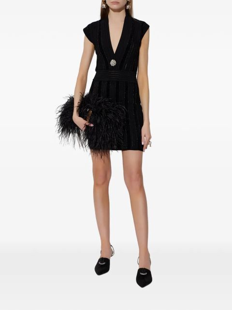 Balmain embellished-chest V-neck dress - Black