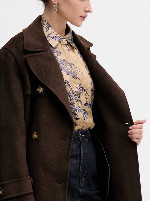 Pedro del Hierro płaszcz z dodatkiem wełny kolor brązowy 7522237