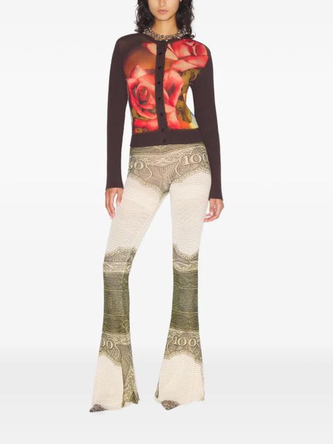 Jean Paul Gaultier rose-print buttoned cardigan - Brown