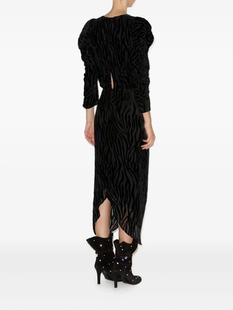 ISABEL MARANT Nemil zebra-print puff-sleeve dress - Black