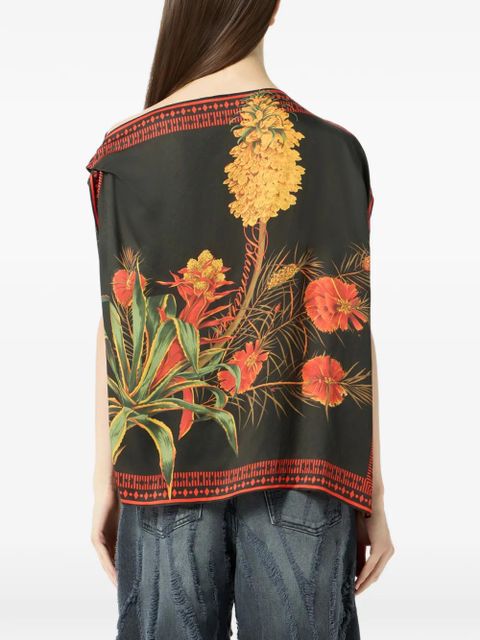 Blumarine twill floral print top - Black