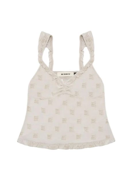 MISBHV velour monogram frill top - Neutrals - zdjęcie produktu nr 2
