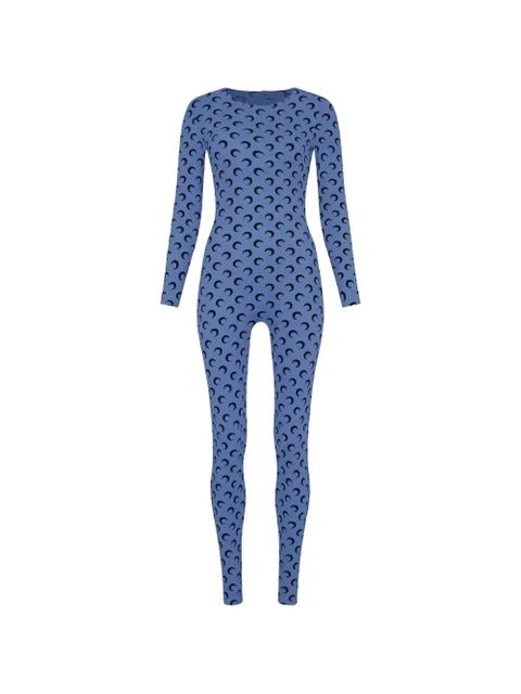 Marine Serre moon-print long-sleeve jumpsuit - Blue - zdjęcie produktu nr 1