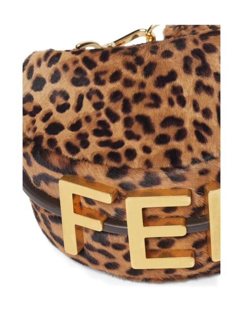 FENDI mini Fendigraphy leopard print shoulder bag - Brown