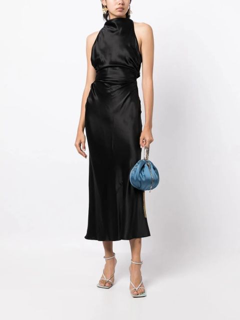 Reformation Casette silk midi dress - Black