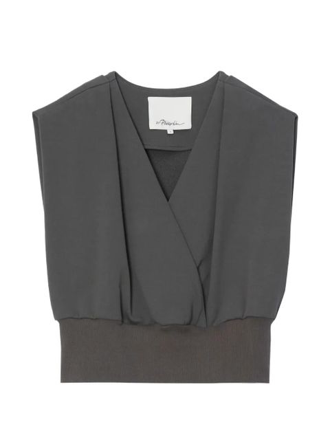 3.1 Phillip Lim V-neck shoulder-pad top - Grey - zdjęcie produktu nr 1