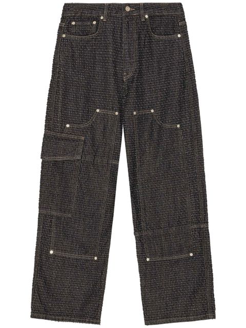 GANNI Fluffy wide-leg jeans - Black - zdjęcie produktu nr 1