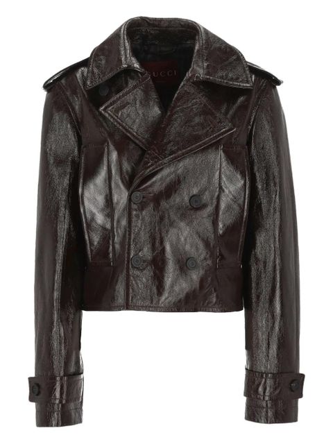 Gucci double-breasted leather jacket - Brown - zdjęcie produktu nr 1
