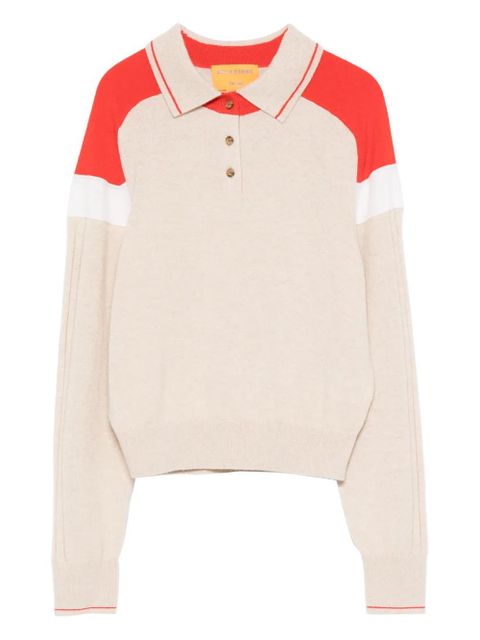 Guest In Residence Alpine Collegiate cashmere polo top - Neutrals - zdjęcie produktu nr 1