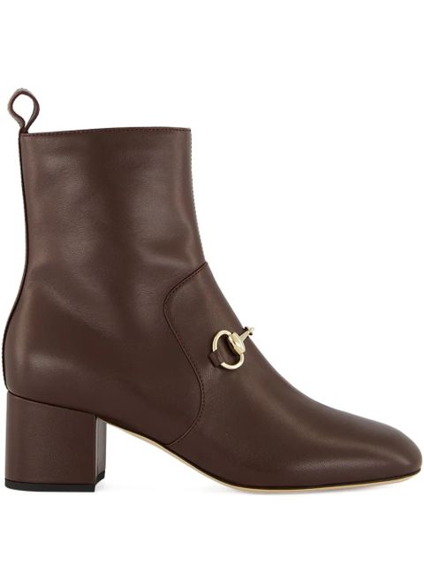 Gucci 55mm Horsebit leather ankle boots - Brown - zdjęcie produktu nr 1
