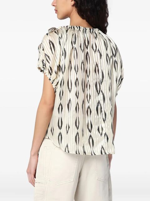 ISABEL MARANT graphic-pattern pleated blouse - Neutrals - zdjęcie produktu nr 2