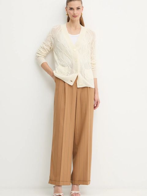 MAX&Co. spodnie damskie kolor brązowy proste high waist 2526136053200