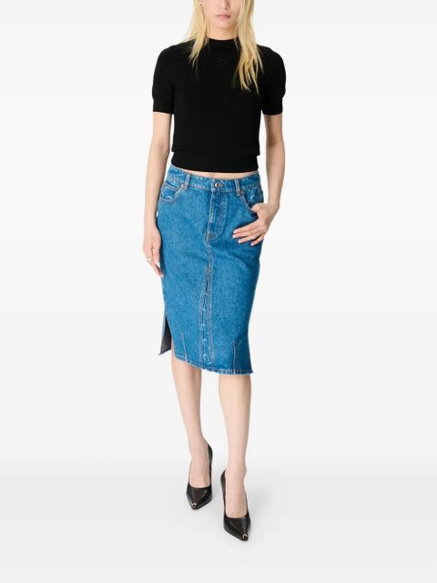 Marine Serre Moon Laser denim midi skirt - Blue
