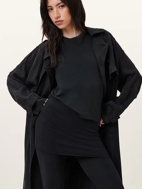 AllSaints legginsy RAFFI damskie kolor czarny gładkie W079TD