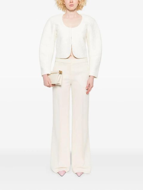 Jacquemus cropped tweed jacket - White