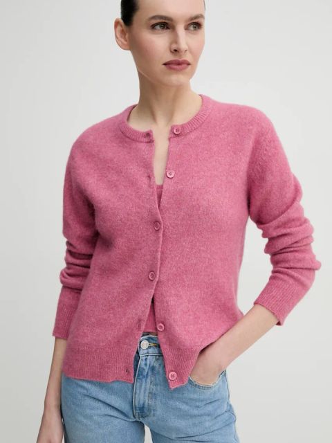 Samsoe Samsoe kardigan wełniany NOR kolor różowy lekki F16422744