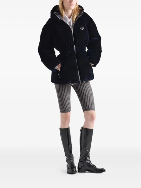 Prada velvet hooded puffer jacket - Blue - zdjęcie produktu nr 2