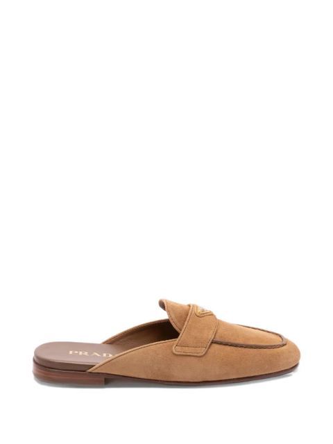 Prada logo-plaque flat mules - Neutrals - zdjęcie produktu nr 1