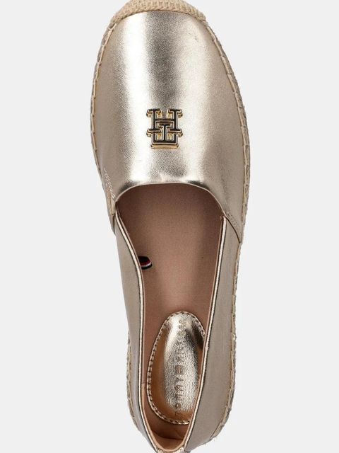 Tommy Hilfiger espadryle skórzane TH LOGO METALLIC LEATHER ESPAD kolor złoty FW0FW08652