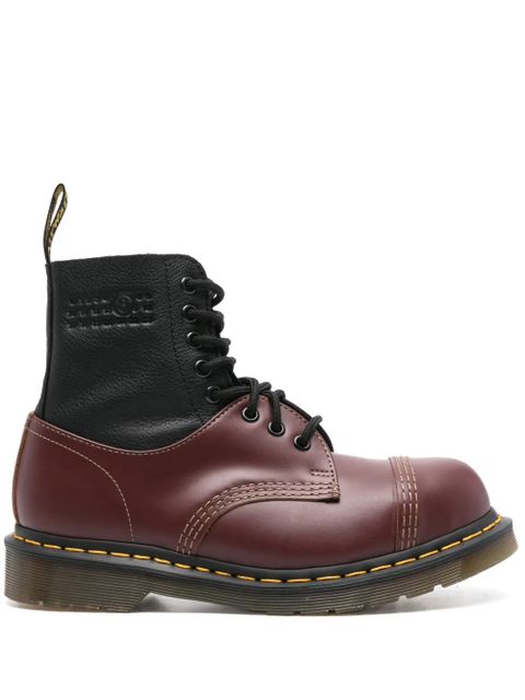 MM6 Maison Margiela colourblock combat boots - Red - zdjęcie produktu nr 1
