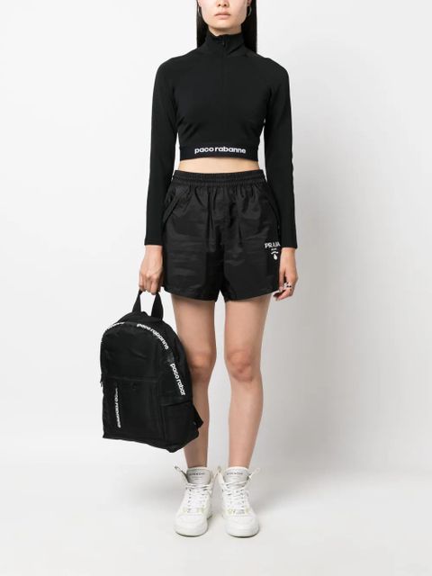 Rabanne logo-underband half-zip crop top - Black - zdjęcie produktu nr 2