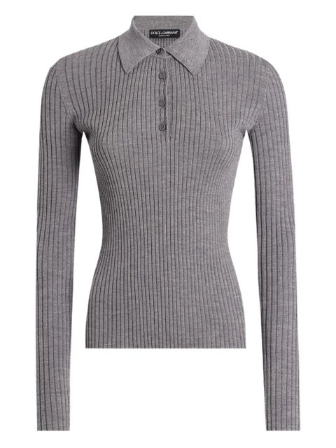 Dolce & Gabbana ribbed polo top - Grey - zdjęcie produktu nr 1