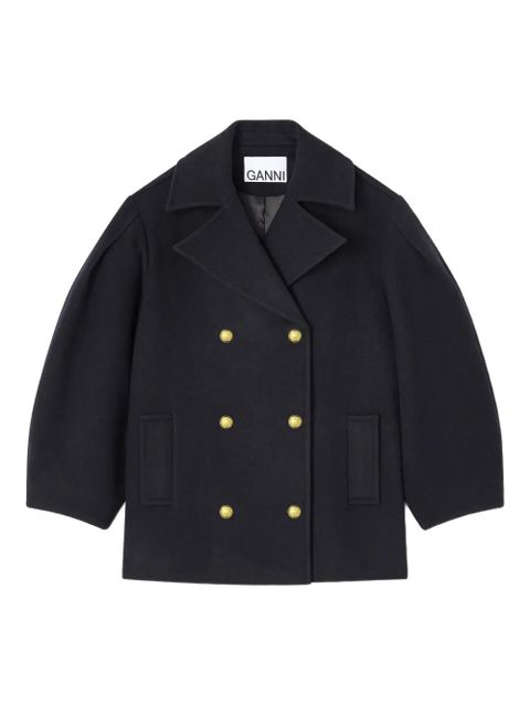 GANNI balloon-sleeve double-breasted coat - Blue - zdjęcie produktu nr 1