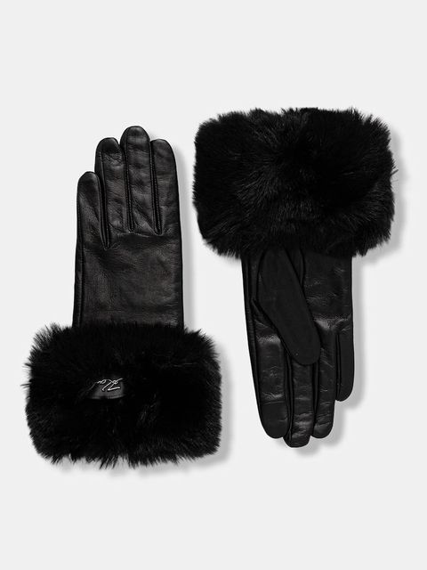 Karl Lagerfeld rękawiczki skórzane K/SIGNATURE damskie kolor czarny A4W33016
