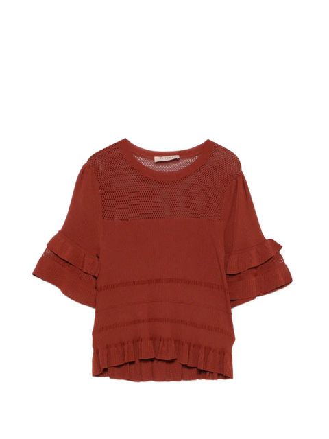 TWINSET ruffled knitted top - Brown - zdjęcie produktu nr 1