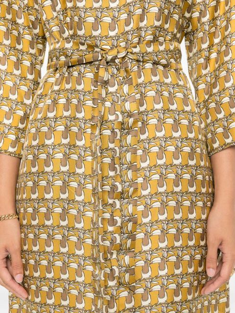 Max Mara toucan-print silk dress - Neutrals