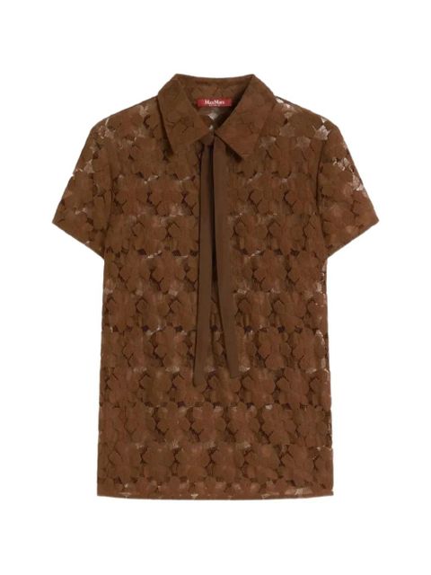Max Mara floral-lace tie-neck top - Brown - zdjęcie produktu nr 1