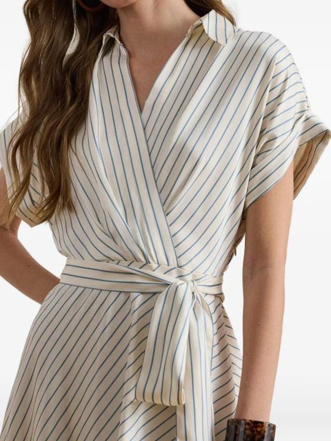 Lauren Ralph Lauren stripe-pattern wrap-style dress - Neutrals