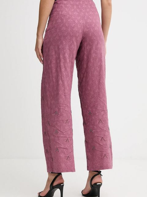Hoss Intropia spodnie damskie kolor różowy proste high waist 6542822