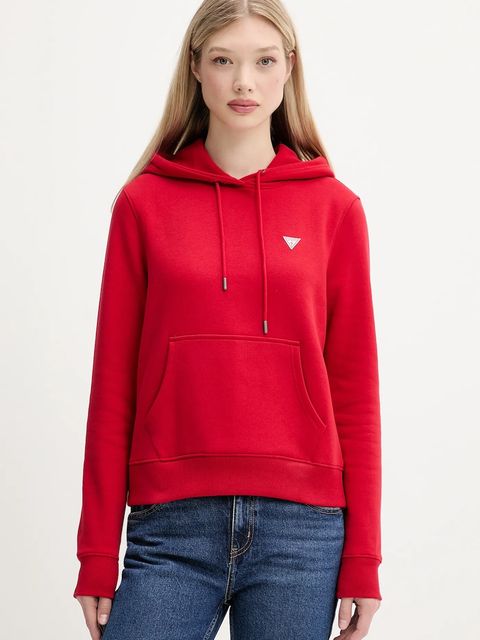 Guess Jeans bluza damska kolor czerwony z kapturem gładka W4YQ04 KC811 - zdjęcie produktu nr 1