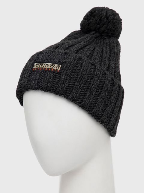 Napapijri czapka z domieszką wełny kolor szary z domieszką wełny - zdjęcie produktu nr 2