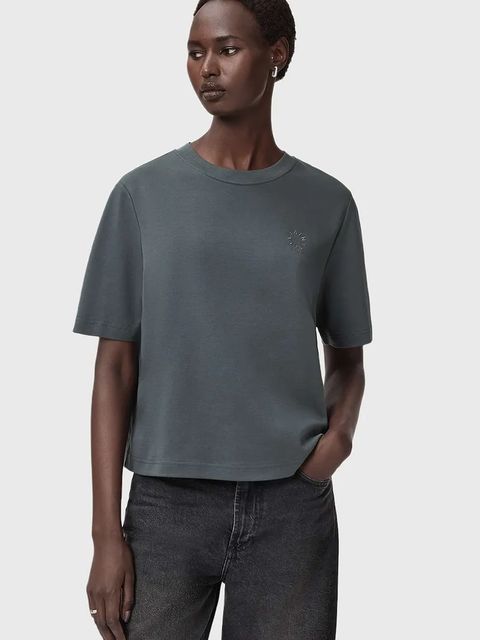 AllSaints t-shirt bawełniany damski kolor szary W220JC - zdjęcie produktu nr 1