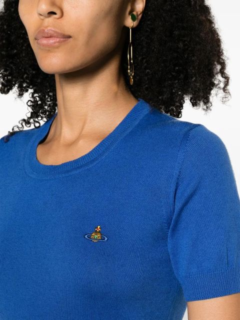 Vivienne Westwood Orb-embroidered fine-knit top - Blue