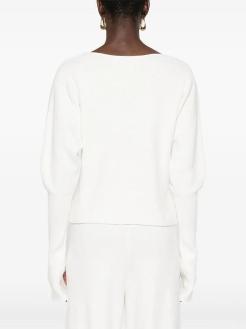 Aya Muse off-shoulder knitted top - White