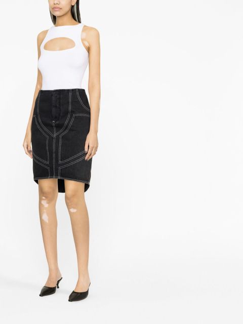 Off-White contrast-stitch denim skirt - Black