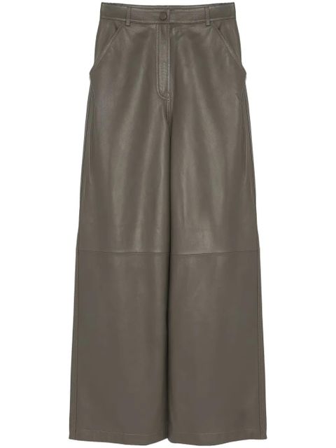 Yves Salomon leather wide-leg trousers - Grey - zdjęcie produktu nr 1