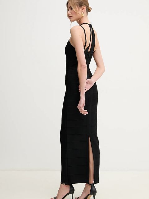 Herve Leger sukienka Lana kolor czarny midi dopasowana HLT8499825 - zdjęcie produktu nr 2