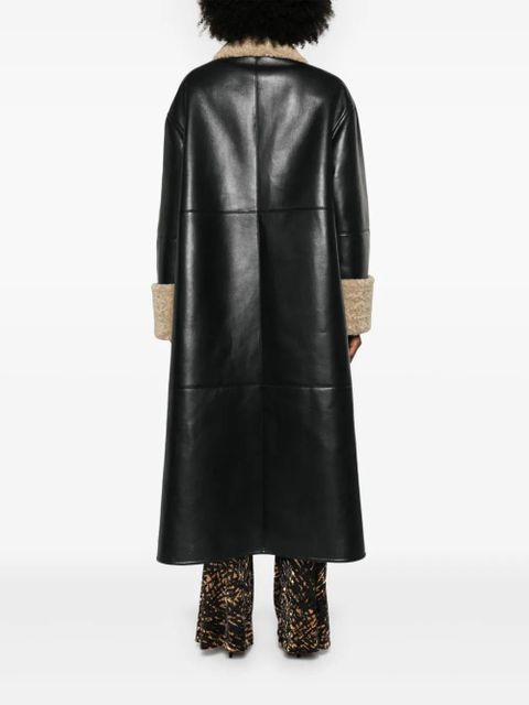 Nanushka faux-shearling-trim coat - Black