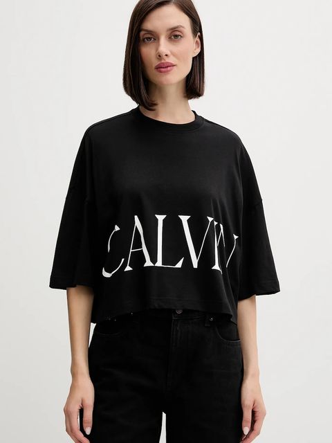 Calvin Klein Jeans t-shirt bawełniany damski kolor czarny LV047D206G - zdjęcie produktu nr 1