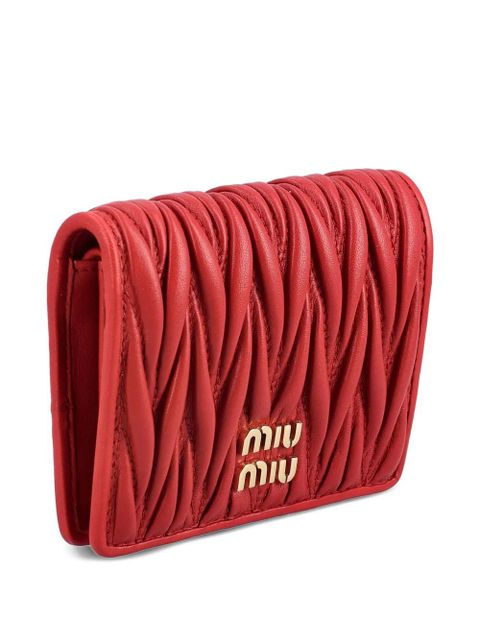 Miu Miu quilted lettering-logo wallet - Red - zdjęcie produktu nr 2