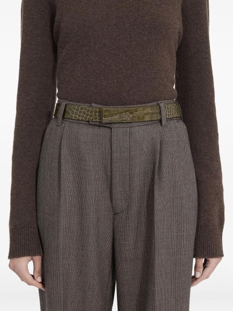 MM6 Maison Margiela crocodile-embossed leather belt - Green