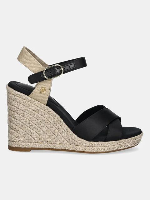 Tommy Hilfiger sandały SATIN HIGH WEDGE ESPADRILLE kolor czarny FW0FW08602 - zdjęcie produktu nr 2