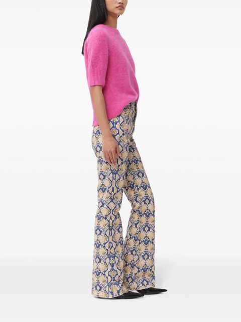 GANNI graphic-print straight-leg jeans - Blue