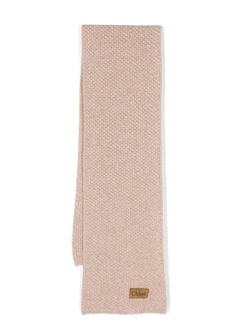 Chloé logo-patch chunky-knit scarf - Neutrals