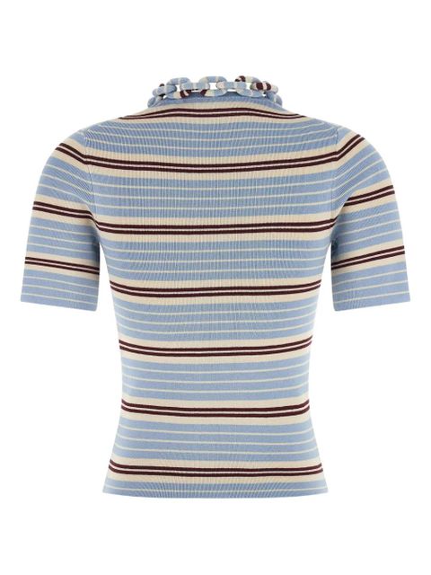 Rabanne chain-detail ribbed T-shirt - Blue - zdjęcie produktu nr 2